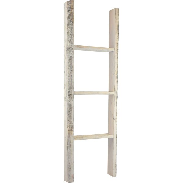 Ekena Millwork 15"W x 48"H x 3 1/2"D Vintage Farmhouse 3 Rung Ladder, Barnwood Decor Collection, Chalk Dust White DECR015X048X04LDRWH - main